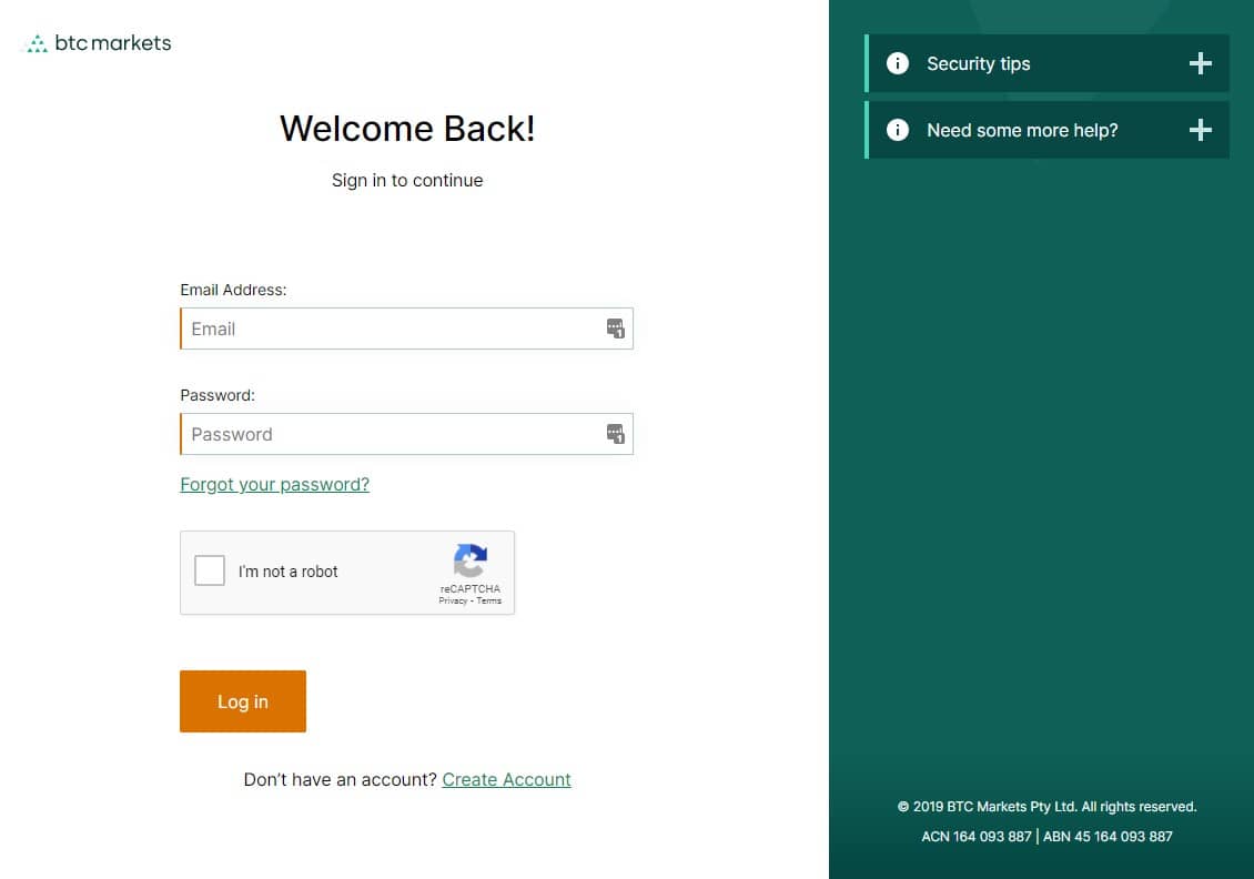 btc markets login