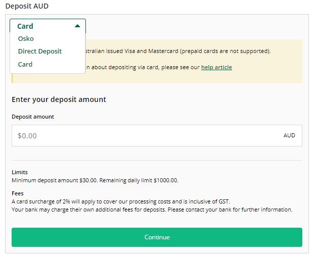 How to deposit using a bank card – BTC Markets